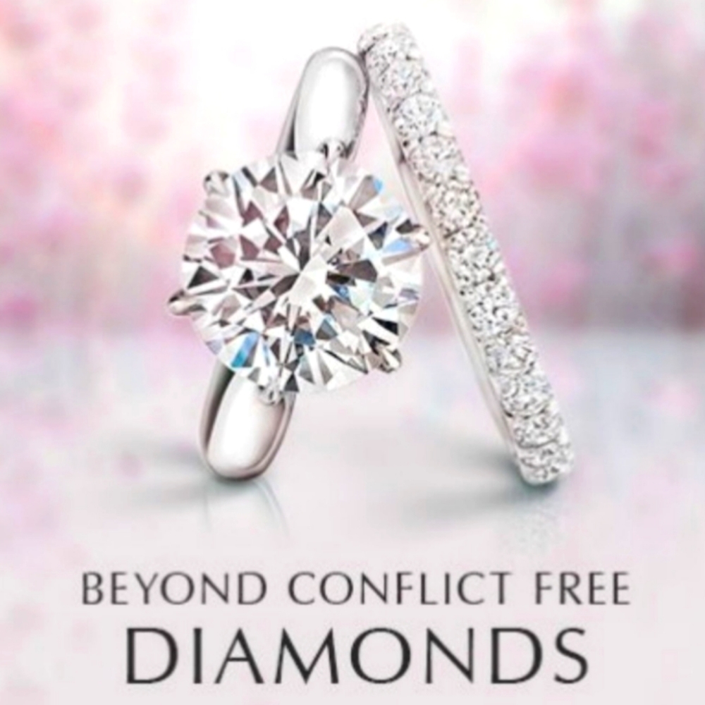 1ct Round Conflict Free Wedding Ring 2-Piece Set - Picture 8 of 15